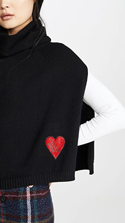 Shop Moschino Heart Logo Poncho In Black