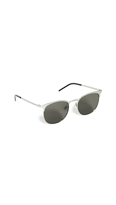 Shop Saint Laurent Sl350 Slim Sunglasses In Silver/silver/grey