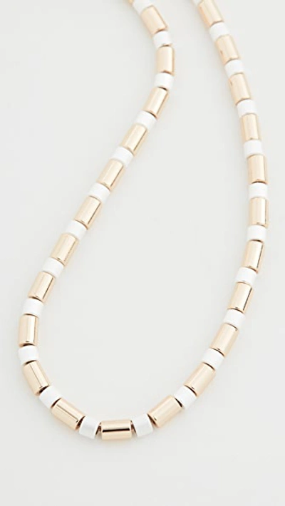 Shop Roxanne Assoulin Jaquard U-tube Necklace In Gold/white