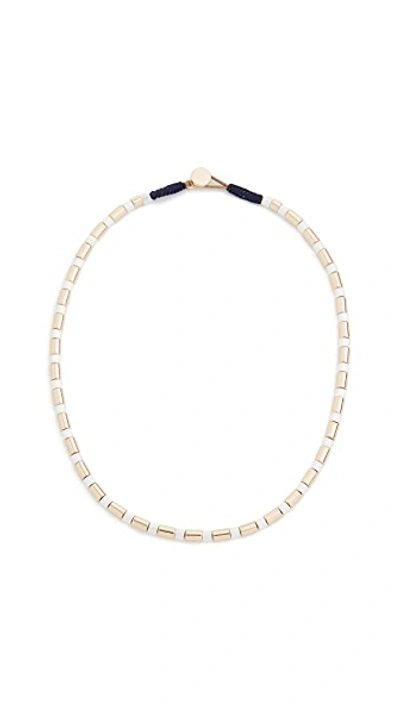Shop Roxanne Assoulin Jaquard U-tube Necklace In Gold/white