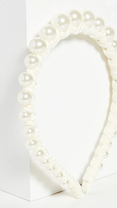 Shop Lele Sadoughi Graduated Imitation Pearl Strand Headband In Ivory
