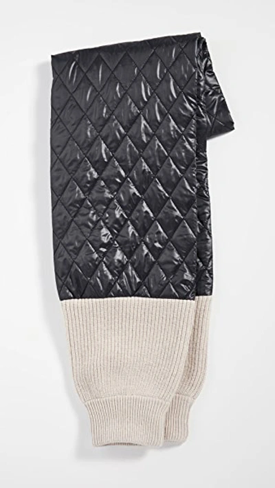 Shop Tibi Knit Sleeve Quilting Scarf In Black/tan