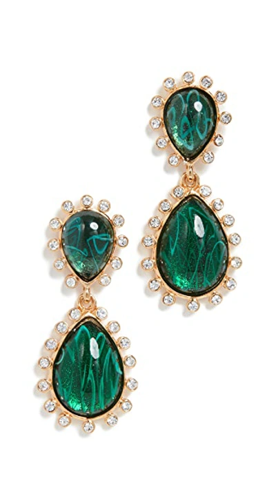 Shop Kenneth Jay Lane Emerald Teardrop Earrings In Flaw Emerald