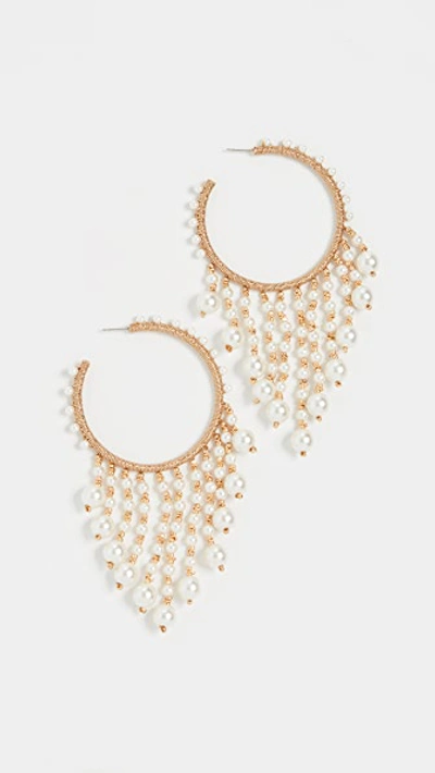 Shop Oscar De La Renta Hoop Earrings With Drop Beading In White