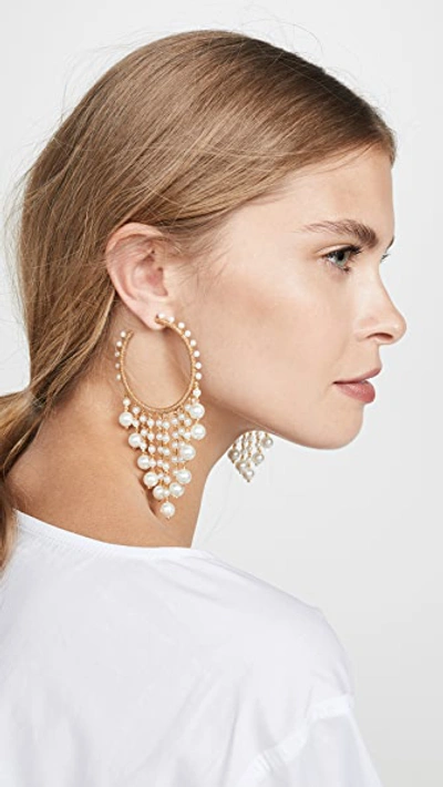 Shop Oscar De La Renta Hoop Earrings With Drop Beading In White