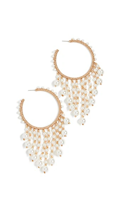 Shop Oscar De La Renta Hoop Earrings With Drop Beading In White