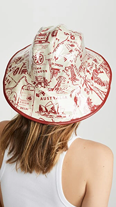 Shop Tory Burch Printed Pvc Bucket Hat In Red Destination