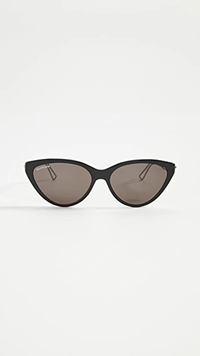 Shop Balenciaga Inception Cat Eye Sunglasses In Black/grey/grey