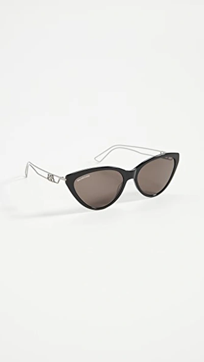 Shop Balenciaga Inception Cat Eye Sunglasses In Black/grey/grey