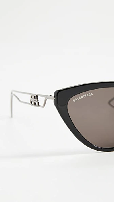 Shop Balenciaga Inception Cat Eye Sunglasses In Black/grey/grey