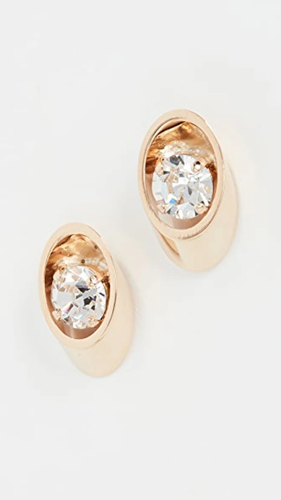 Shop Anton Heunis Small Oval Earrings In Crystal