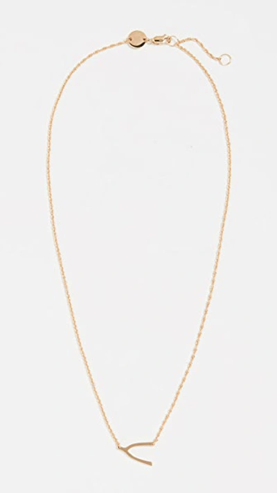 Shop Jennifer Zeuner Jewelry Mini Wishbone Necklace In Gold Vermeil