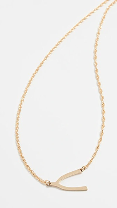 Shop Jennifer Zeuner Jewelry Mini Wishbone Necklace In Gold Vermeil