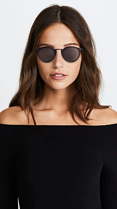 Shop Illesteva Portofino Sunglasses In Matte Black/grey