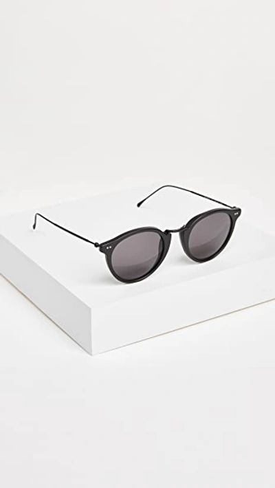 Shop Illesteva Portofino Sunglasses In Matte Black/grey