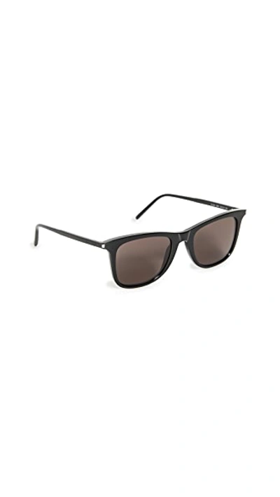 Shop Saint Laurent Unisex Square Sunglasses In Black/black/black
