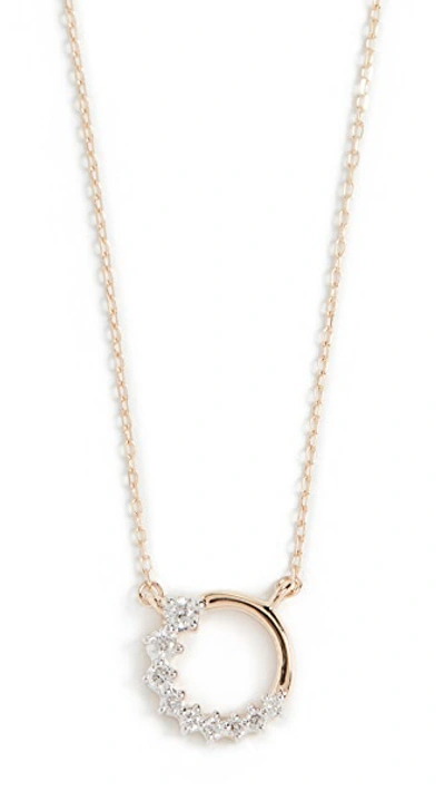 Shop Adina Reyter 14k Super Tiny Side Diamond Circle Necklace In Yellow