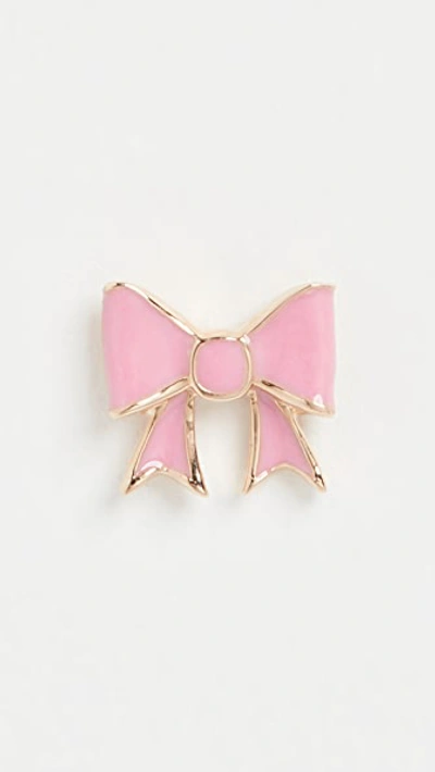 Shop Alison Lou 14k Bow Stud In Pink Enamel