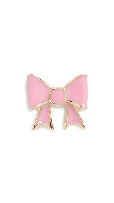 Shop Alison Lou 14k Bow Stud In Pink Enamel