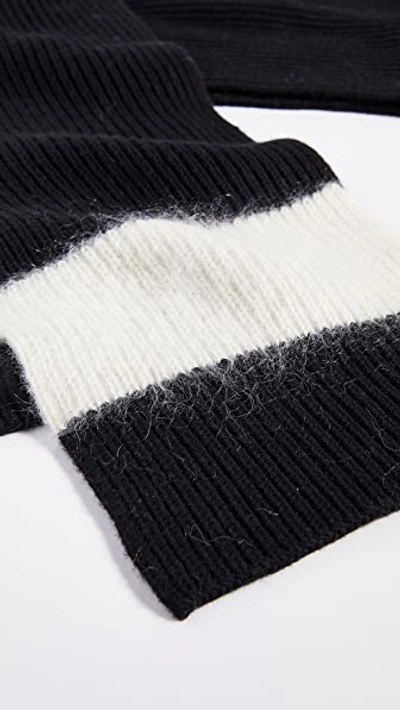 Shop Tory Burch Striped Ski Scarf In Black/white