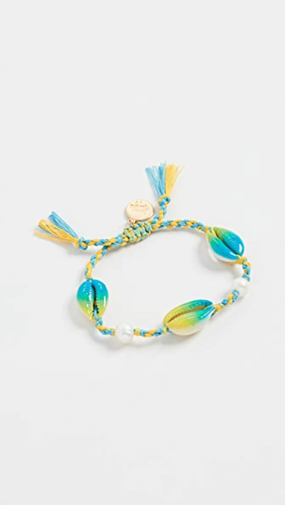 Shop Venessa Arizaga Moonlight Beach Bracelet In Blue/yellow