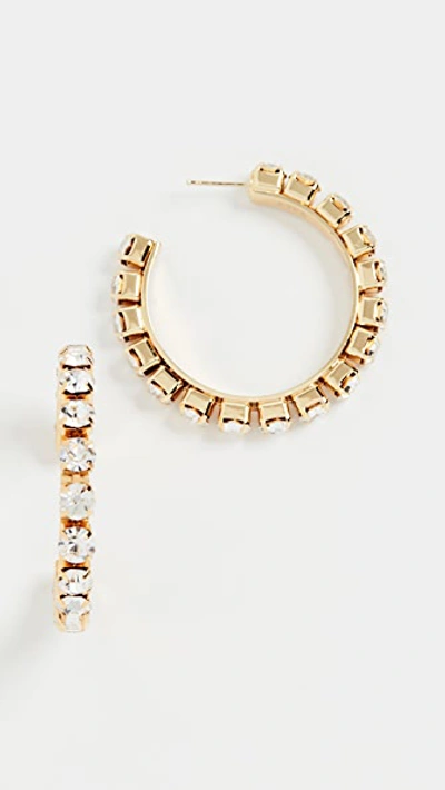 Shop Area Medium Classic Round Hoops In Gold Brass/crystal