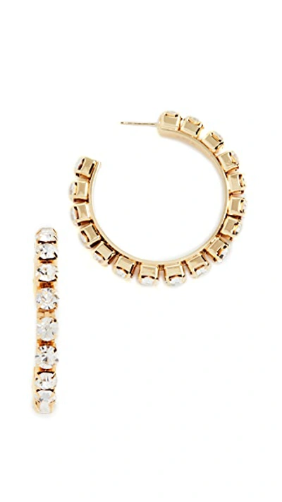 Shop Area Medium Classic Round Hoops In Gold Brass/crystal