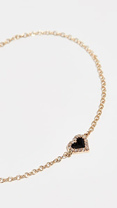 Shop Alison Lou 14k Diamond Heart Bracelet In Black