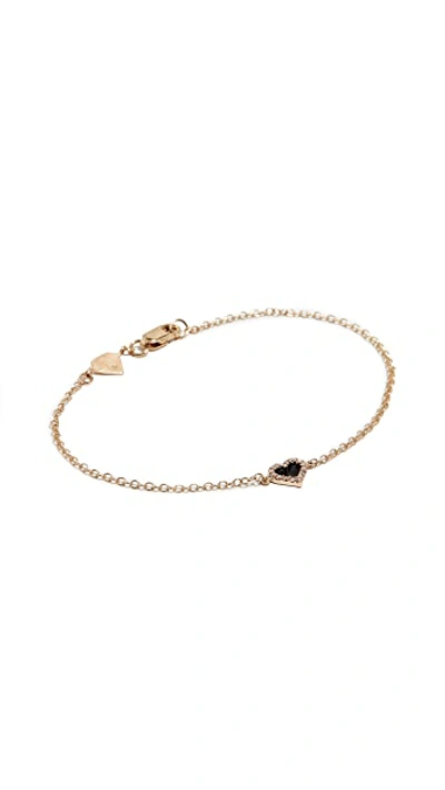 Shop Alison Lou 14k Diamond Heart Bracelet In Black