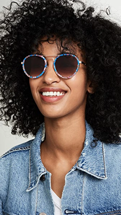 Shop Lele Sadoughi Downtown Aviator Sunglasses In Sunset Blue