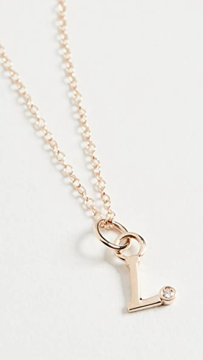 Shop Alison Lou 14k Diamond Bezel Letter Necklace In L Yellow Gold