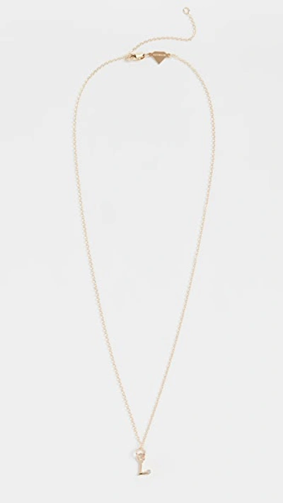 Shop Alison Lou 14k Diamond Bezel Letter Necklace In L Yellow Gold
