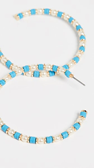 Shop Roxanne Assoulin Little Darling Hoop Earrings In Turquoise/white
