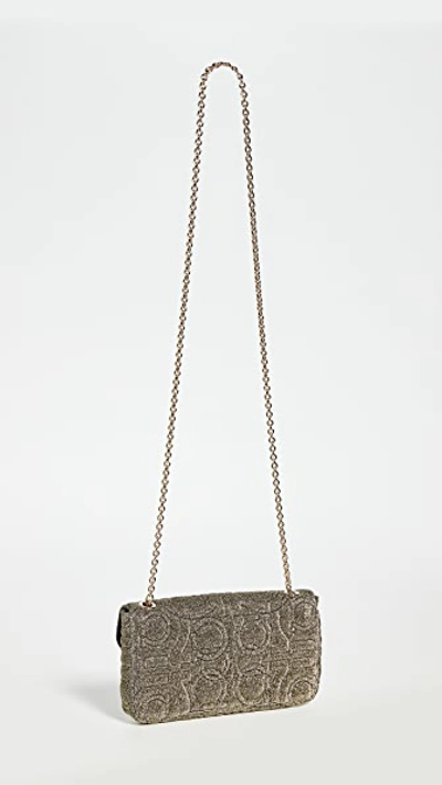 Shop Ferragamo Gancini Quilting Disco Mini Bag In Oro Chiaro