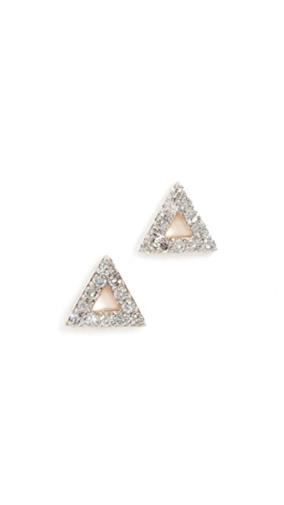 Shop Mateo 14k Mini Diamond Triangle Studs In Yellow Gold