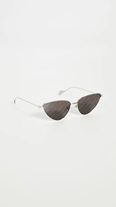 Shop Balenciaga Ghost Extreme Metal Cat Eye Sunglasses In Silver/silver/grey