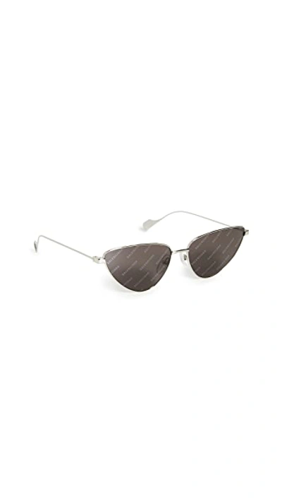 Shop Balenciaga Ghost Extreme Metal Cat Eye Sunglasses In Silver/silver/grey