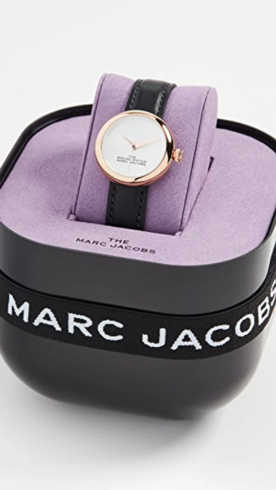 Shop The Marc Jacobs The Round Watch 32mm In Black/rose Gold