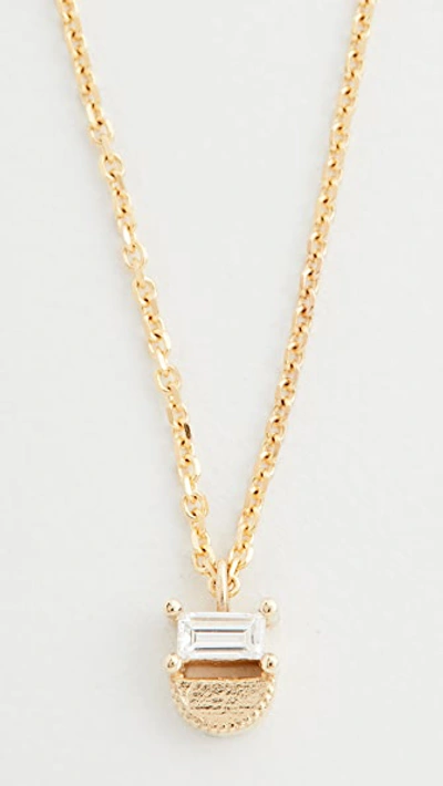 Shop Jennie Kwon Designs 14k Baguette Half Moon Necklace In Yellow Gold