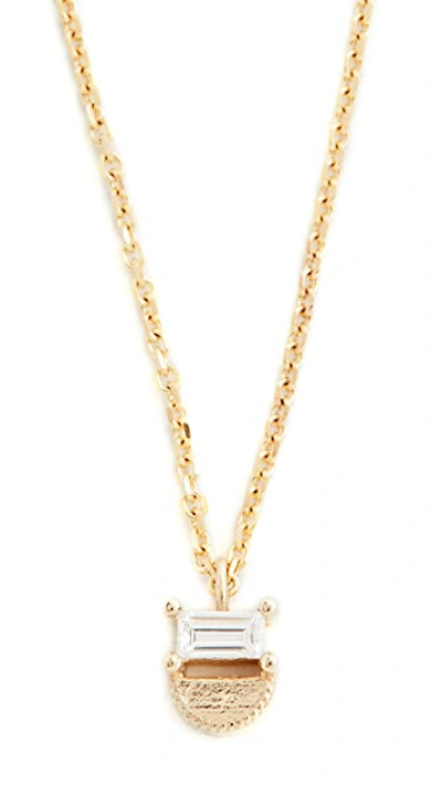 Shop Jennie Kwon Designs 14k Baguette Half Moon Necklace In Yellow Gold