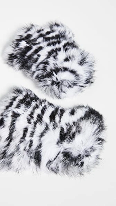 Shop Jocelyn Printed Full Rabbit Fingerless Mittens In White/black