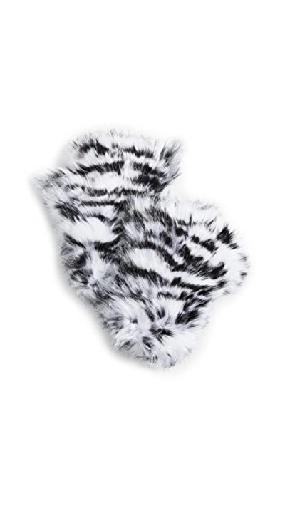 Shop Jocelyn Printed Full Rabbit Fingerless Mittens In White/black