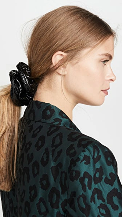 Shop Kitsch X Justine Marjan Patent Scrunchie Set In Black