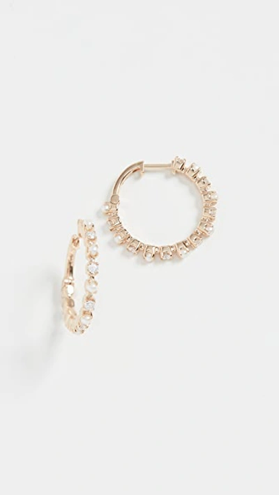 Shop Marlo Laz 14k Mini Full Circle Hoop Earrings In Yellow Gold/white Diamond/pear