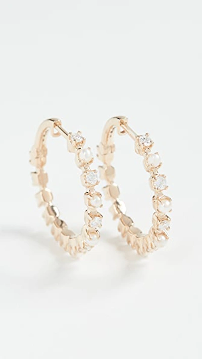Shop Marlo Laz 14k Mini Full Circle Hoop Earrings In Yellow Gold/white Diamond/pear