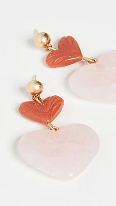 Shop Madewell Double Drop Moulded Heart Earrings In Etruscan Clay Multi