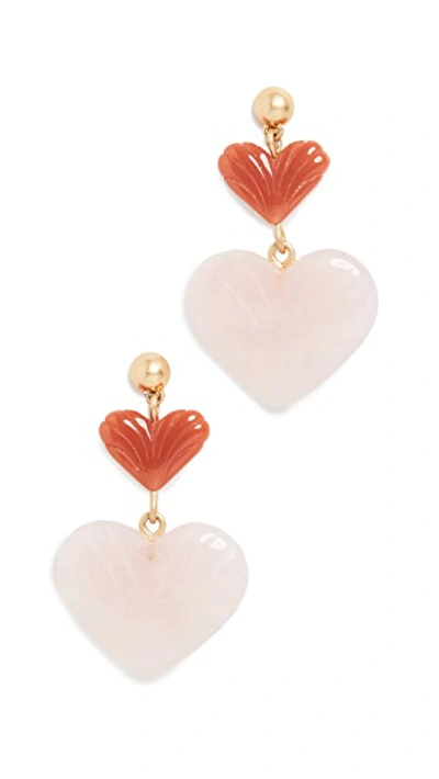 Shop Madewell Double Drop Moulded Heart Earrings In Etruscan Clay Multi