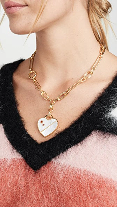 Shop Lizzie Fortunato Venice Heart Necklace In Gold/mother Of Pearl