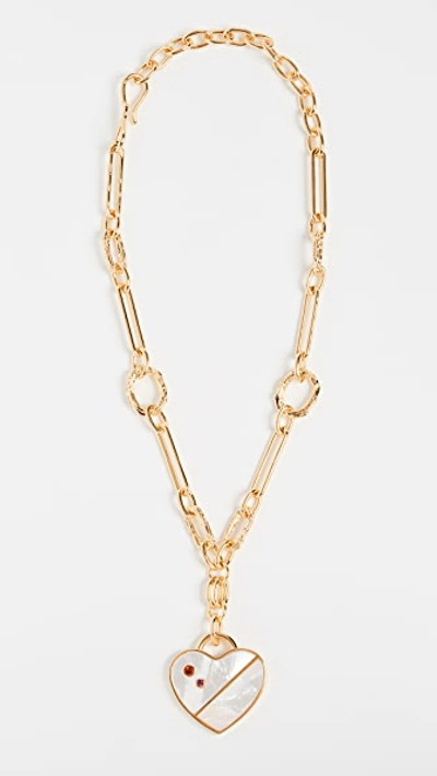 Shop Lizzie Fortunato Venice Heart Necklace In Gold/mother Of Pearl