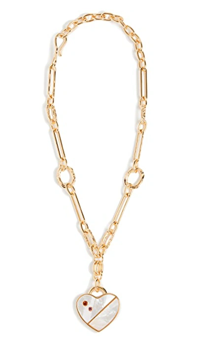 Shop Lizzie Fortunato Venice Heart Necklace In Gold/mother Of Pearl